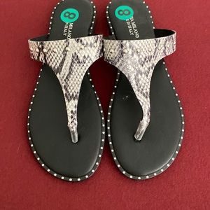 Snake skin, studded, flip flop/sandal - size 8